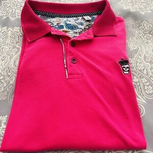 Robert Graham Short Sleeve Polo Shirt Mens fuchsia size medium